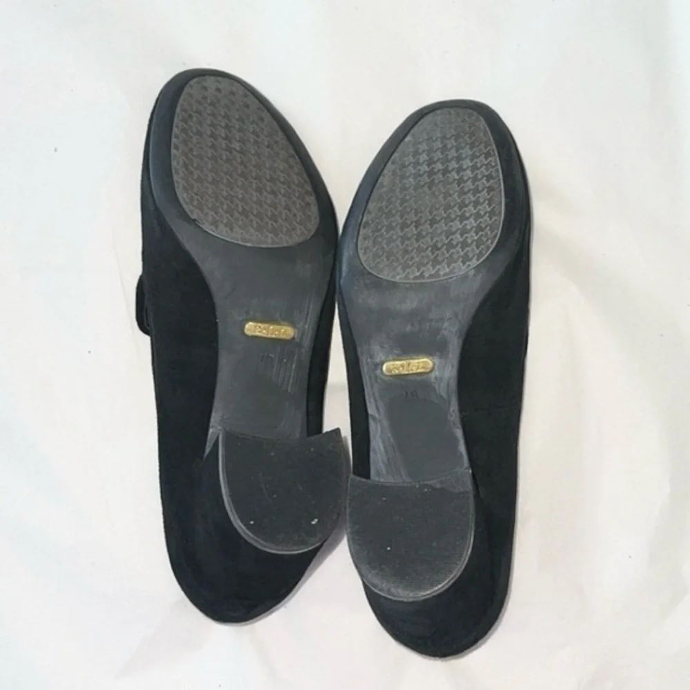 Ralph Lauren Jenifer Black Suede Leather‎ Classic Preppy Loafers Pumps 7